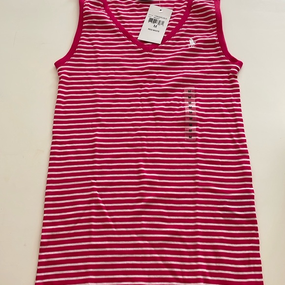 Ralph Lauren sport pink and white striped tank size medium - Picture 1 of 3